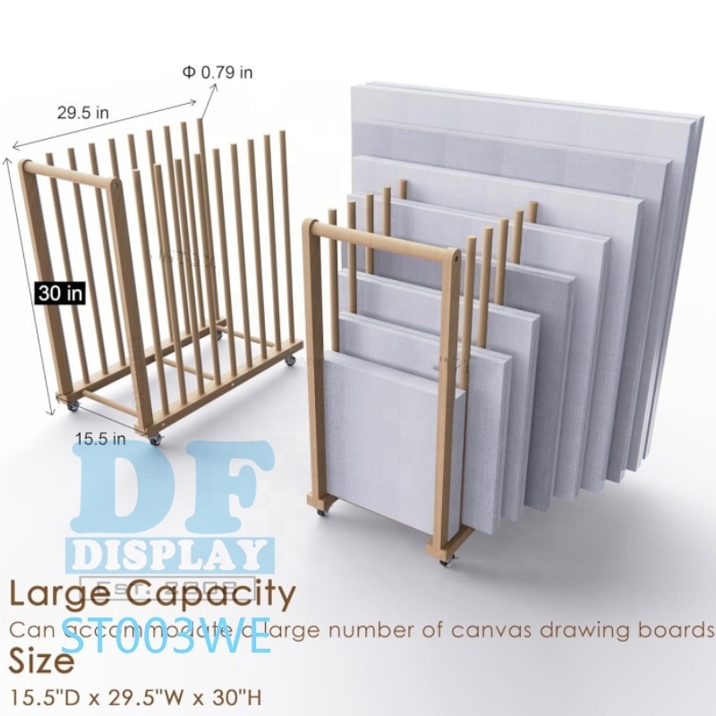 Art Canvas Storage Canvas Boards Rack Art Storage with Handle Wooden Drying Rack For Art