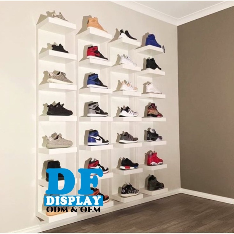 SH057 metal wall mounted shoe display rack storage sneaker holder shelves bag display floor stand