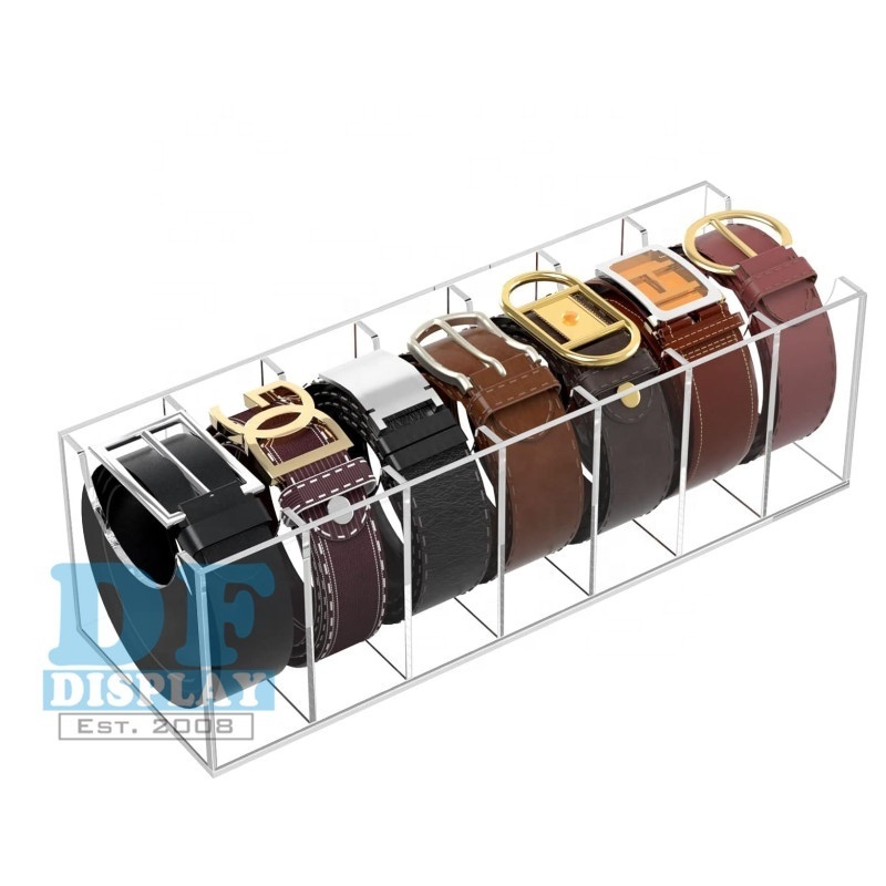 BE009  Leather Belt storage acrylic belt storage rack for closet 7 compartment display boxes for ties and bow ties rack