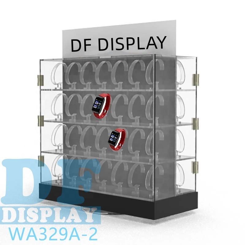 Rotating acrylic display case with lock watch display cabinet smart watch display stand for retail