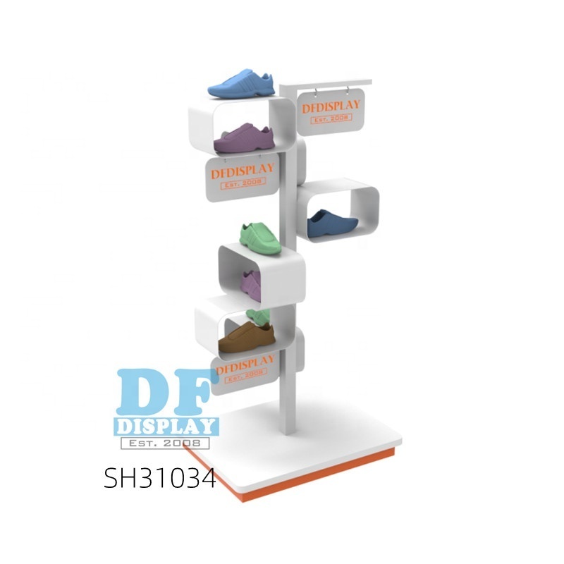 SH31034  metal  display rack shoe floor stand sneaker display  for shop store with shelves shoe rack clothing display rack