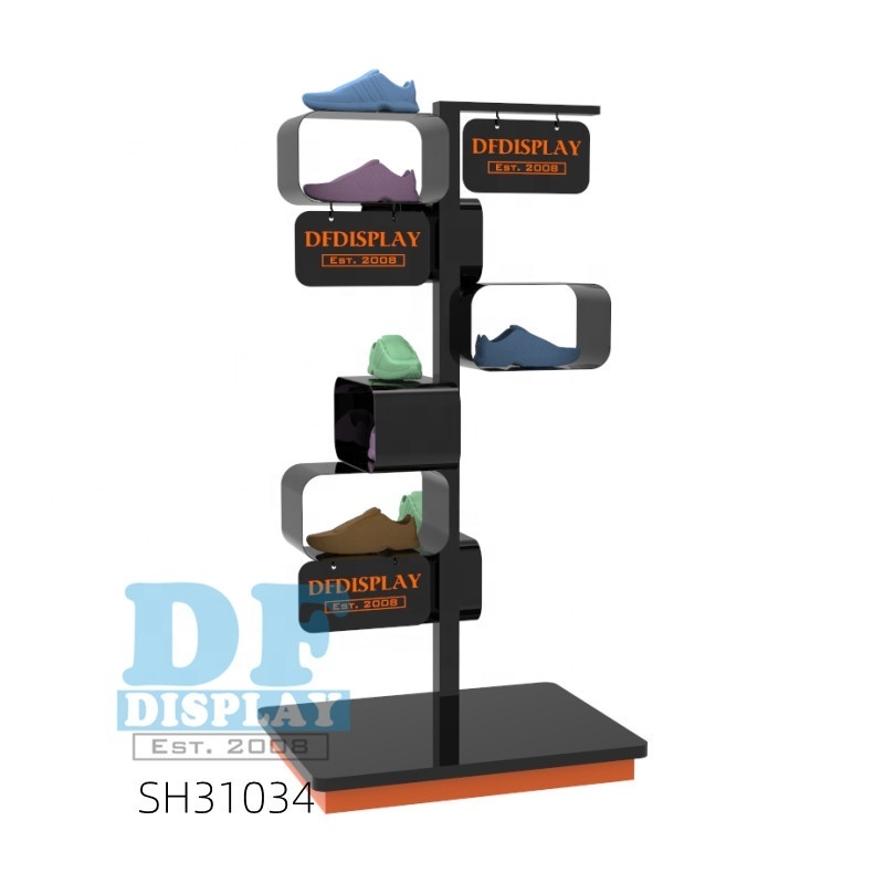 SH31034  metal  display rack shoe floor stand sneaker display  for shop store with shelves shoe rack clothing display rack