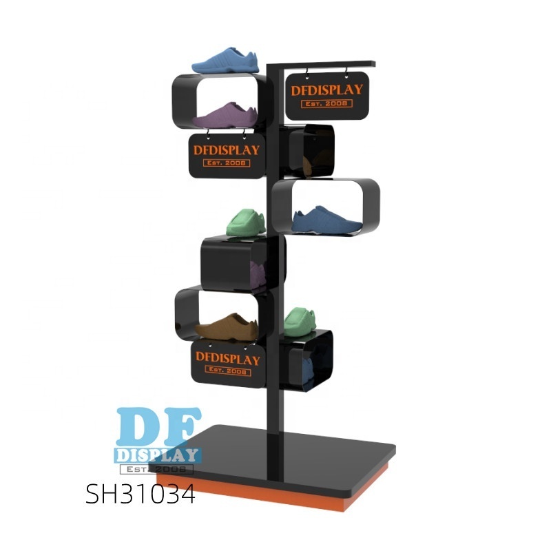 SH31034  metal  display rack shoe floor stand sneaker display  for shop store with shelves shoe rack clothing display rack