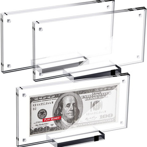 H037  Acrylic display stand, Acrylic Display Dollar Bill Holder Currency Paper Money Display Case Money Frame for Bill Protector