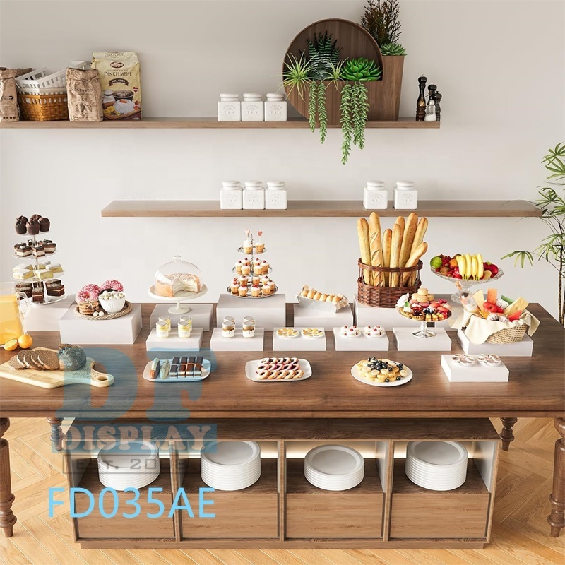 Acrylic food riser display white acrylic cube display racks nesting risers buffet risers