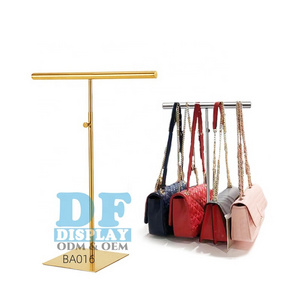 BA016 Gold Purse Display Stand Adjustable Handbag Holder Brushed Stainless Steel Bag Rack bag display stand