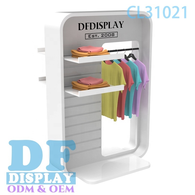 Custom clothing display fixturing modern style clothing display racks standing wood clothing stand metal garment display rack