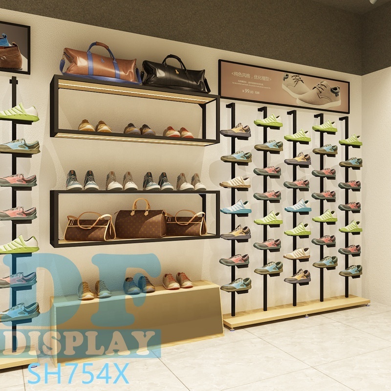 Shoe store display racks for shoes showroom design wall mount shoe display shelf sneaker display shelves