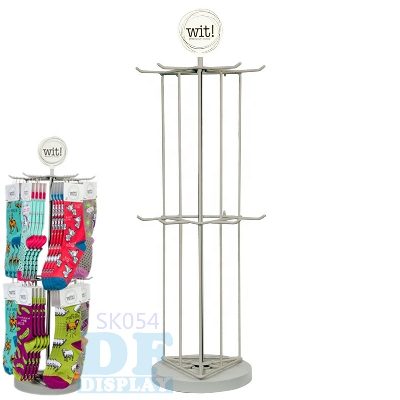 SK044 Double sided  acrylic floor RACK WITH  HOOKS for socks DFDISPLAY