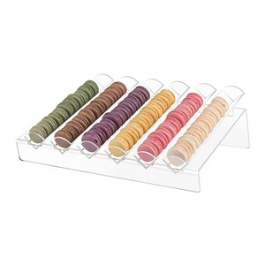 H101 Acrylic Stands for Display Dessert Acrylic Macaron Display Tray, Macaron Stand Cookie Display Stand with 6 Slots