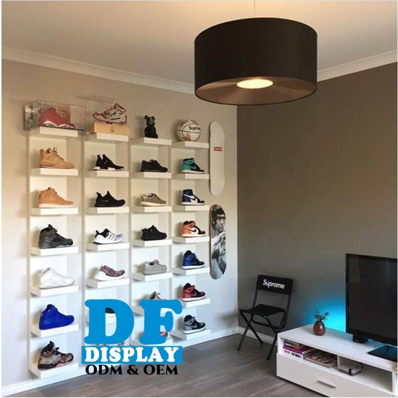 SH057 metal wall mounted shoe display rack storage sneaker holder shelves bag display floor stand