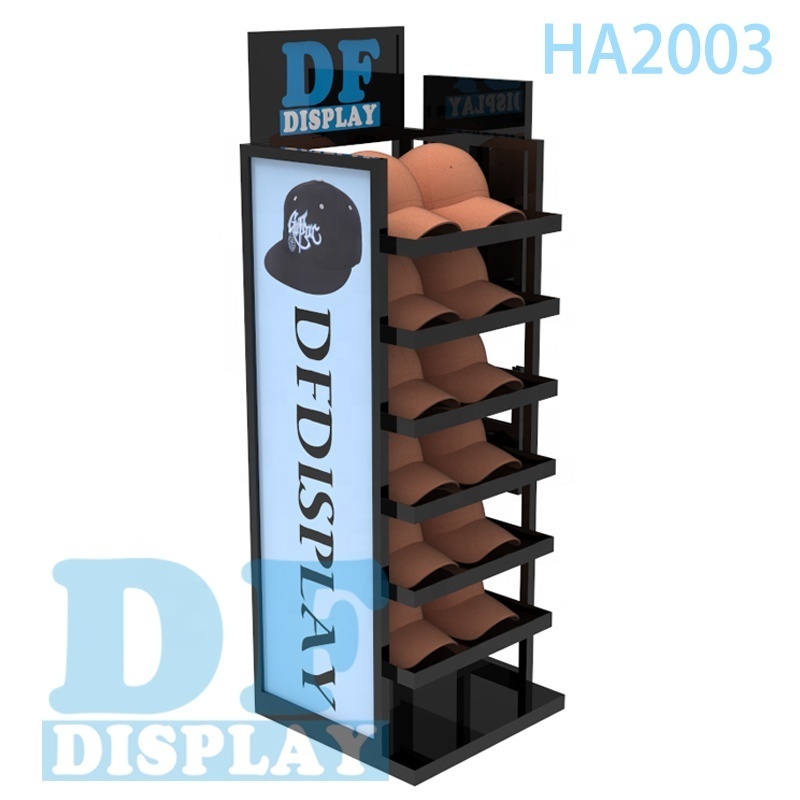 Customized baseball cap wire shelf metal material hat display stand hat display rack for retail store