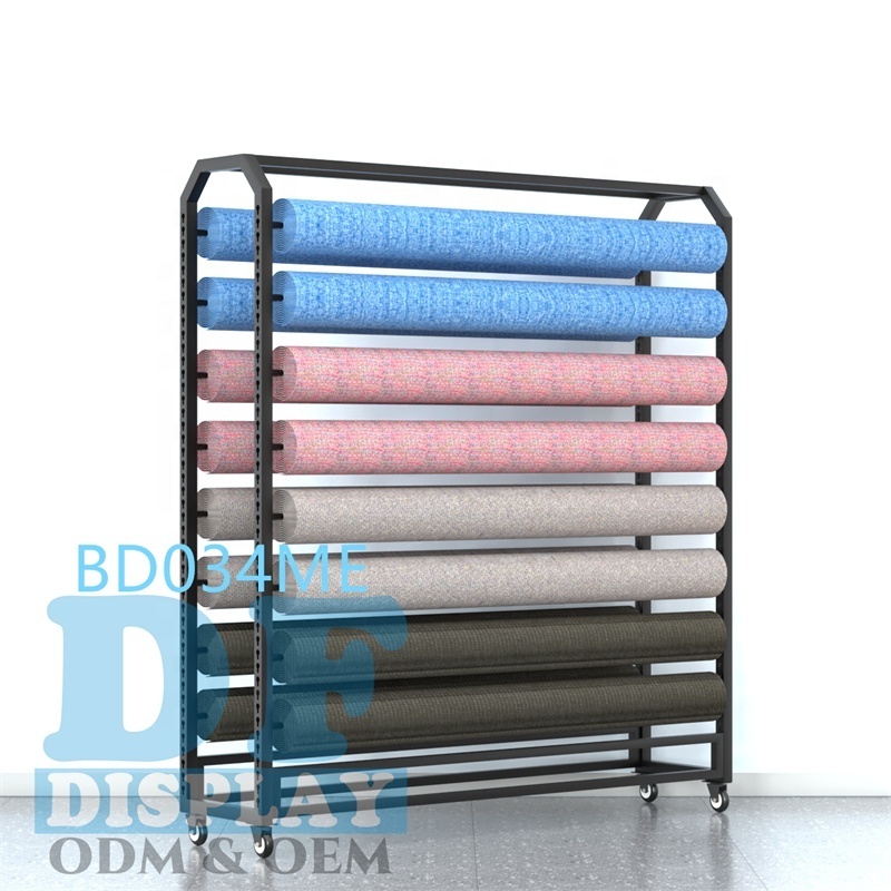 Carpet Roll Display Rack Commercial Rug Display Rack Pattern Sample Fabric Roll Storage Flooring Fabric Roll Display Rack