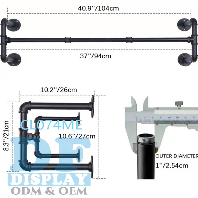 Industrial pipe clothing rack wall mounted metal wall mount clothing racks for retail store wall mounted clothes rack