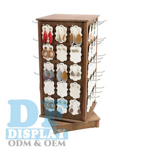 Wooden /MDF Jewelry Display Rack With Hooks Earring Card Display Holder Rotating Jewelry Display Stand Countertop Jewelry Tower