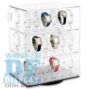 Acrylic watches display stand watch store display showcase dafun counter exhibition rotating watch display cabinet with locks