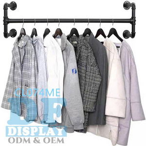 Industrial pipe clothing rack wall mounted metal wall mount clothing racks for retail store wall mounted clothes rack