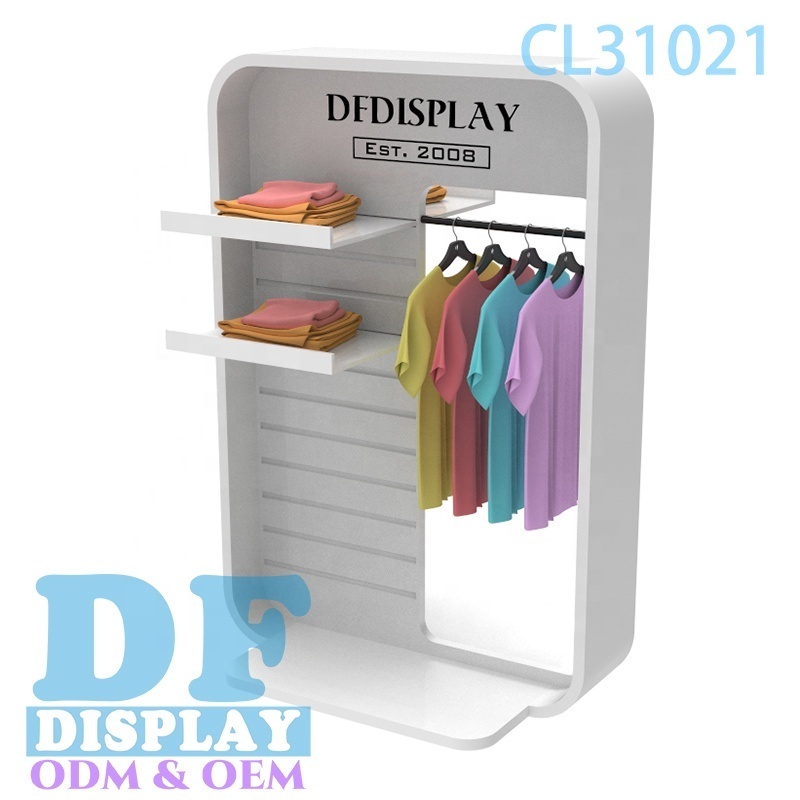 Custom clothing display fixturing modern style clothing display racks standing wood clothing stand metal garment display rack