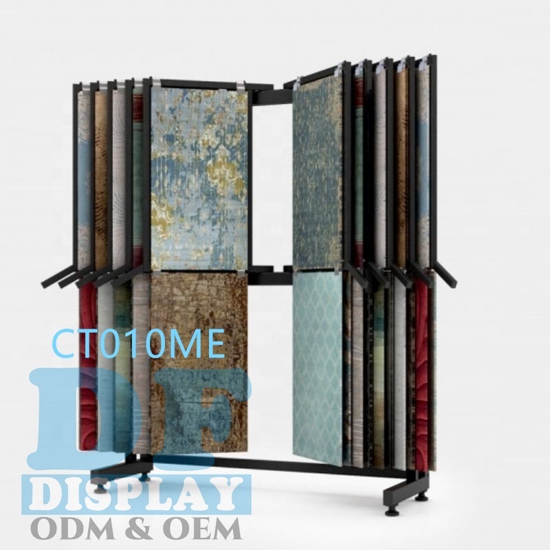 Carpet sample display rack and stand carpet showroom rug display metal page turning hanging rug display metal rack