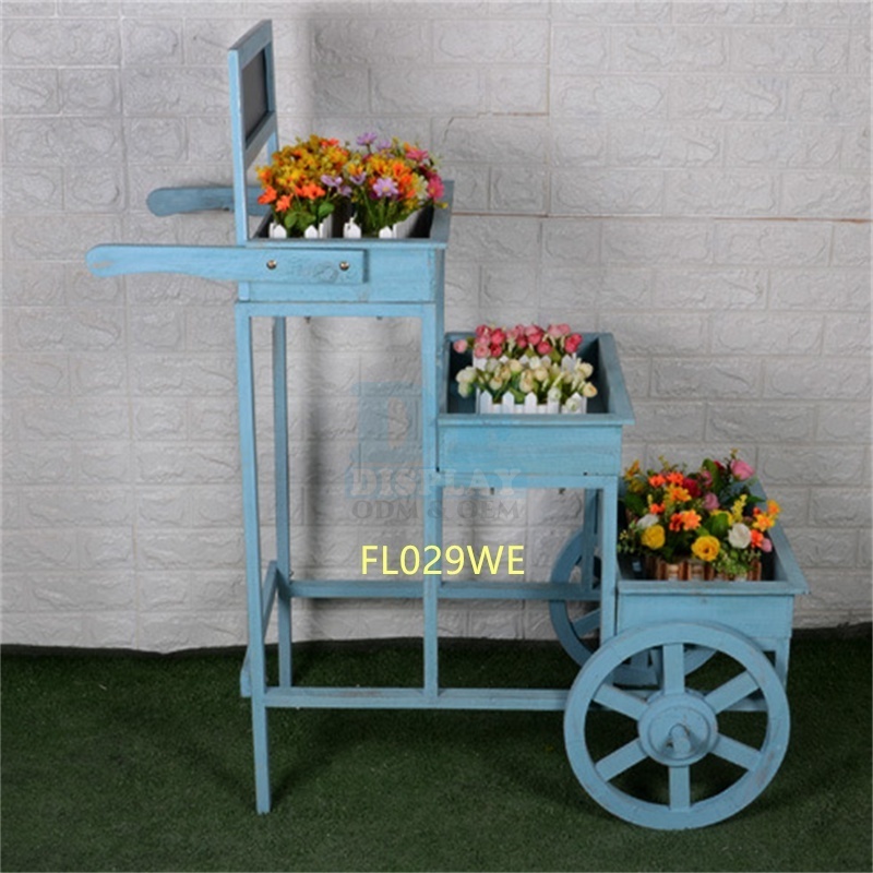 Candy cart flower cart display decorative flower cart wood with wheels