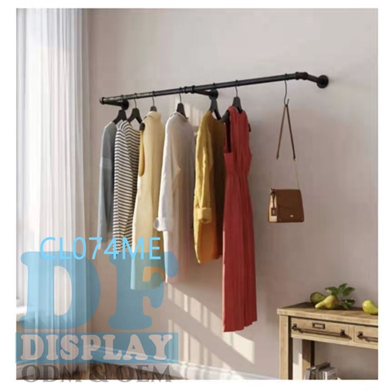 Industrial pipe clothing rack wall mounted metal wall mount clothing racks for retail store wall mounted clothes rack