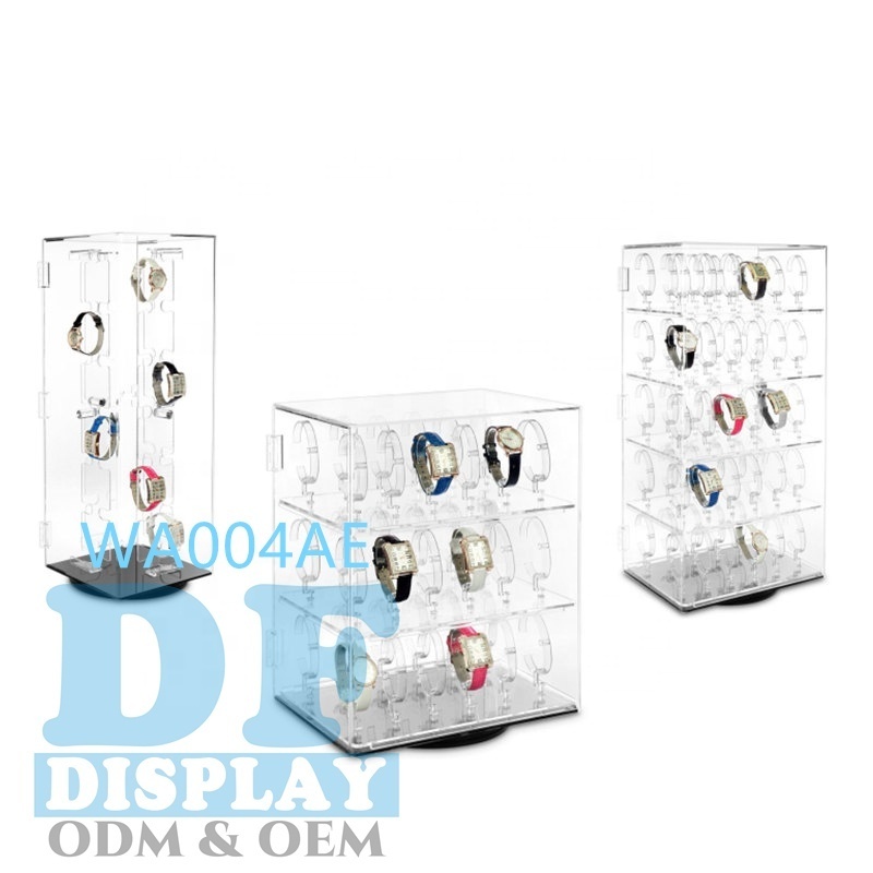 Acrylic watches display stand watch store display showcase dafun counter exhibition rotating watch display cabinet with locks