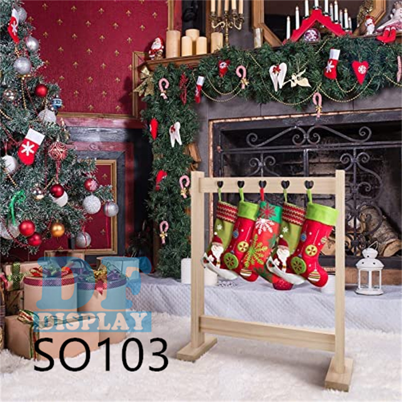 SO103  Christmas Stocking Holder Stand Wooden Floor Standing Christmas Stocking Hanger Holder Christmas Stocking Rack