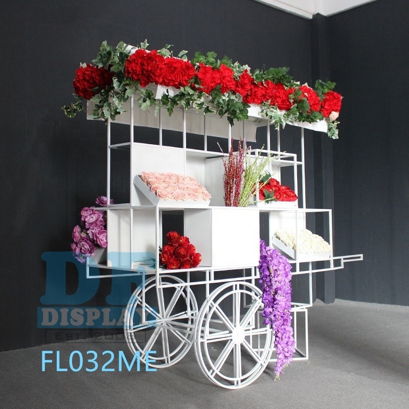 White candy cart flower cart candy cart with wheels