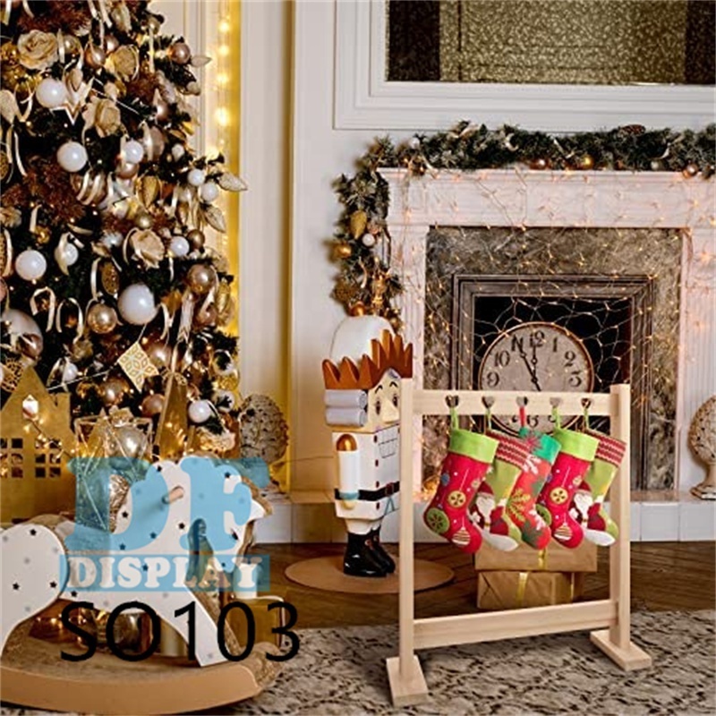 SO103  Christmas Stocking Holder Stand Wooden Floor Standing Christmas Stocking Hanger Holder Christmas Stocking Rack