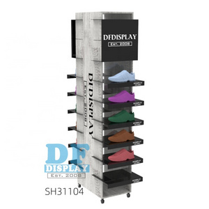 SH31104   shoe display rack sneaker stand rotating spinning stand floor rotation with shelves bag display