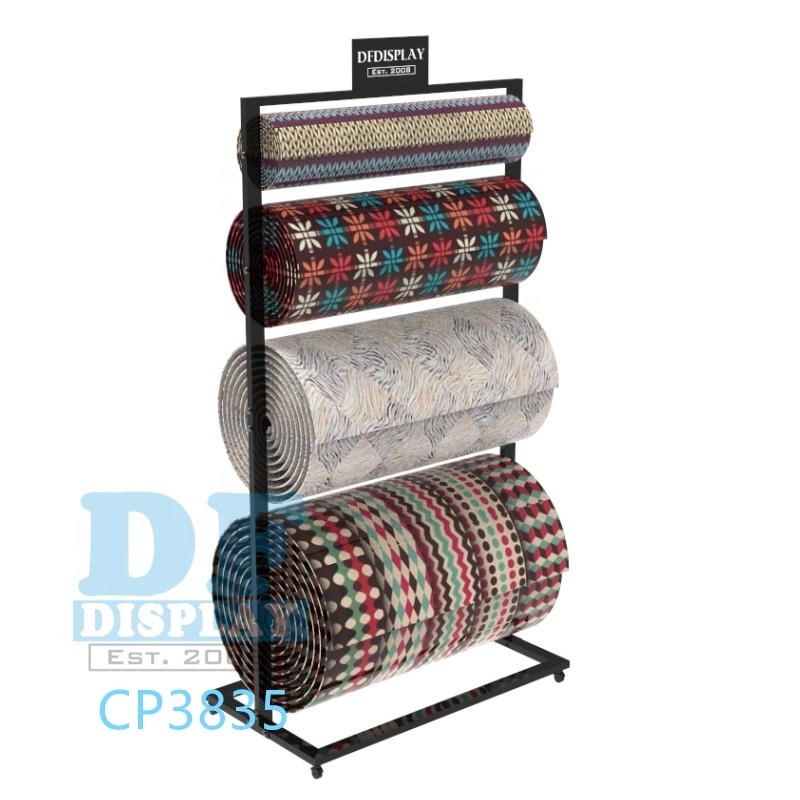 Fabric roll stand carpet display racks layer sample floor standing fabric roll display stand