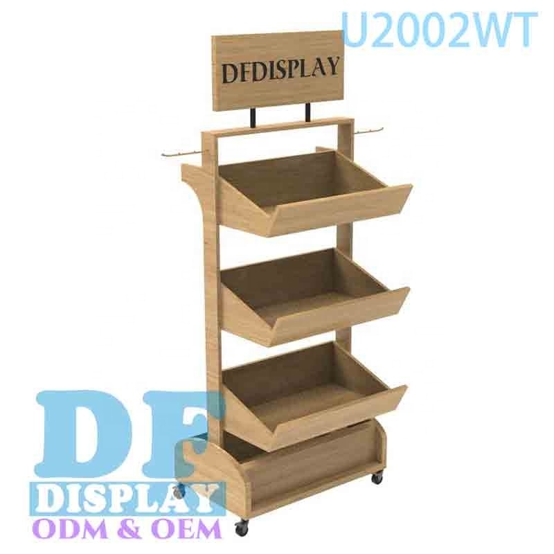 Custom Umbrella Display Double Sides Wheel Floor Retail Wood/MDF Umbrella Display Stand Umbrella Storage Rack Holder