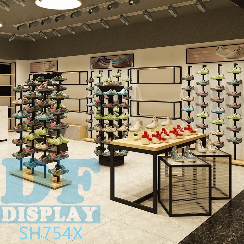 Shoe store display racks for shoes showroom design wall mount shoe display shelf sneaker display shelves