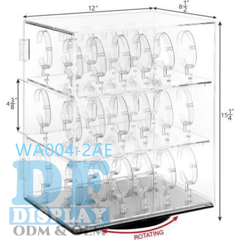 Acrylic watches display stand watch store display showcase dafun counter exhibition rotating watch display cabinet with locks