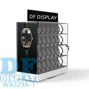 Rotating acrylic display case with lock watch display cabinet smart watch display stand for retail