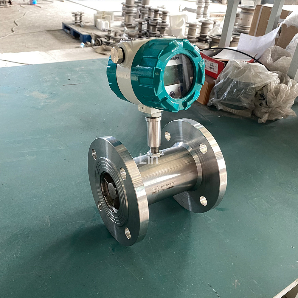 DC24V 4-20mA DN50 Liquid Water Flowmeter Gas Diesel Oil Fuel Turbine Flow Meter for Petroleum Products Metallurgy