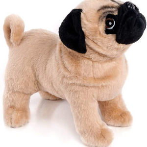 New design logo custom lovely soft plush brown pug puppy dog stuffed animals doll toy gifts for children