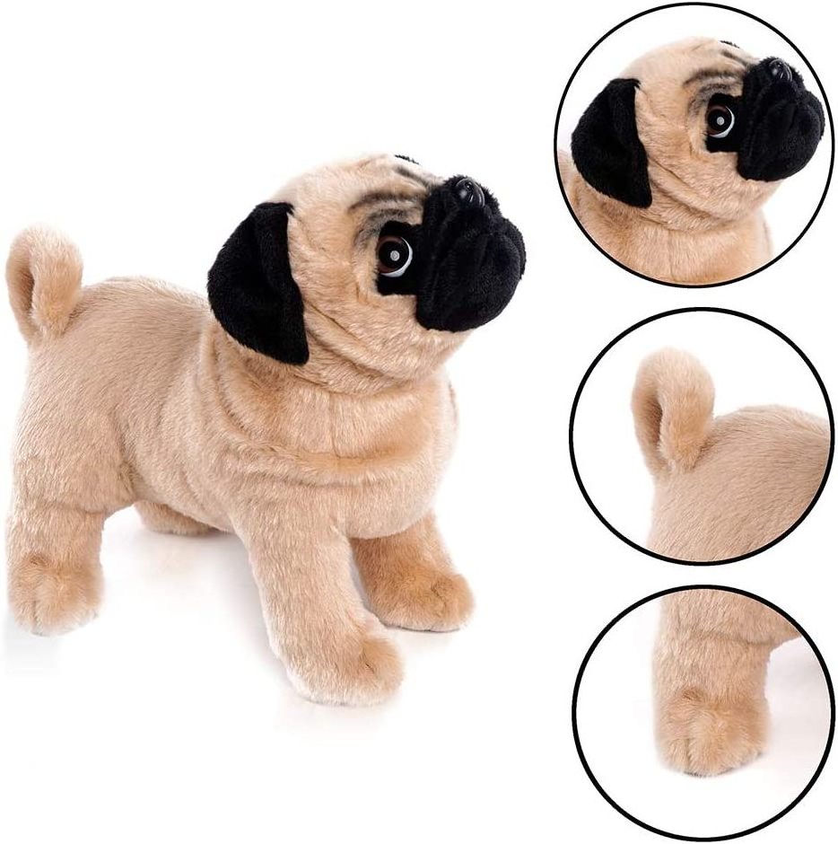 New design logo custom lovely soft plush brown pug puppy dog stuffed animals doll toy gifts for children