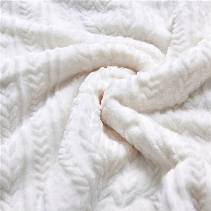 DONGFANG plain burnout double polyester knit flannel and sherpa blankets for winter