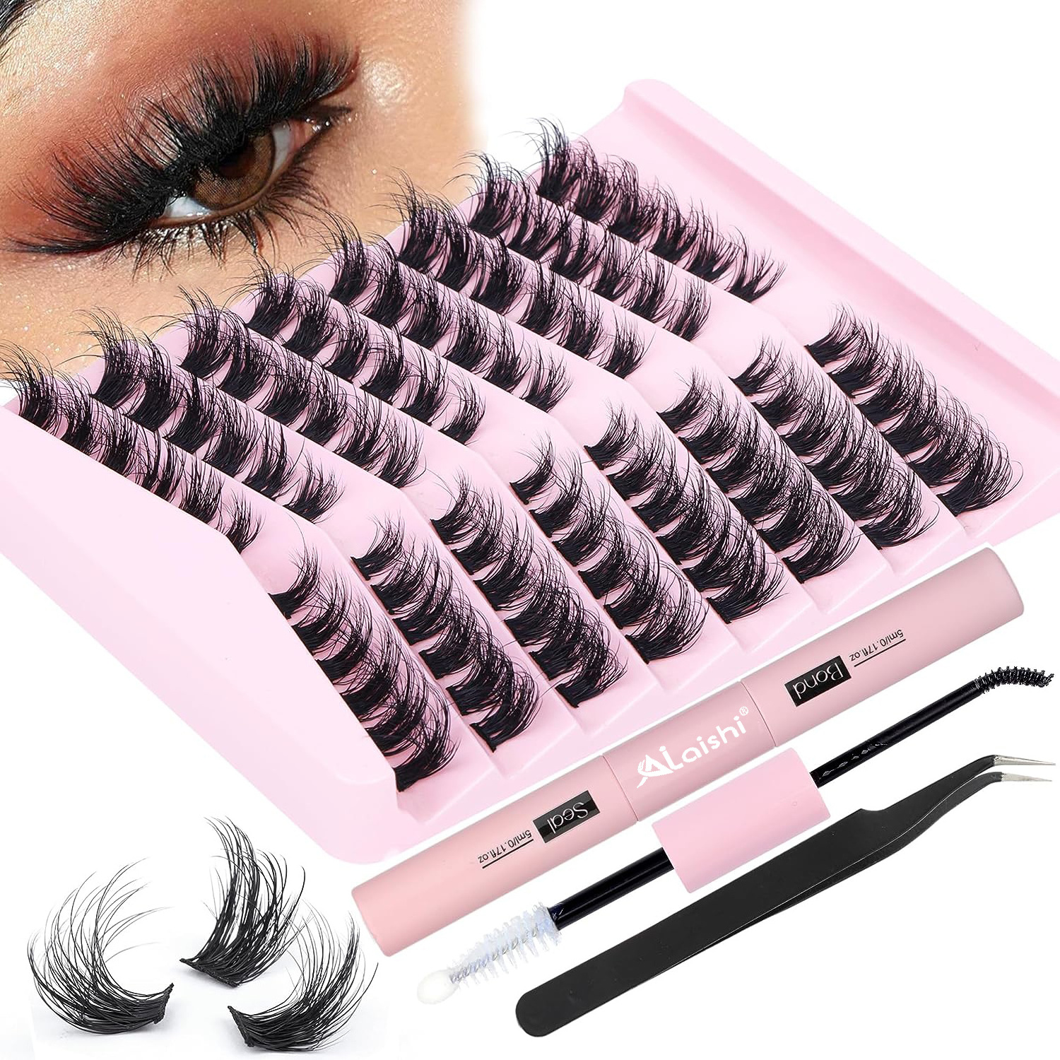 At Home Pre-Bond Technology Superfine Band Diy Segmented Lashes Long Lasting Pre Cut Ribbon Cluster Lashes Self Adhesive eyelash