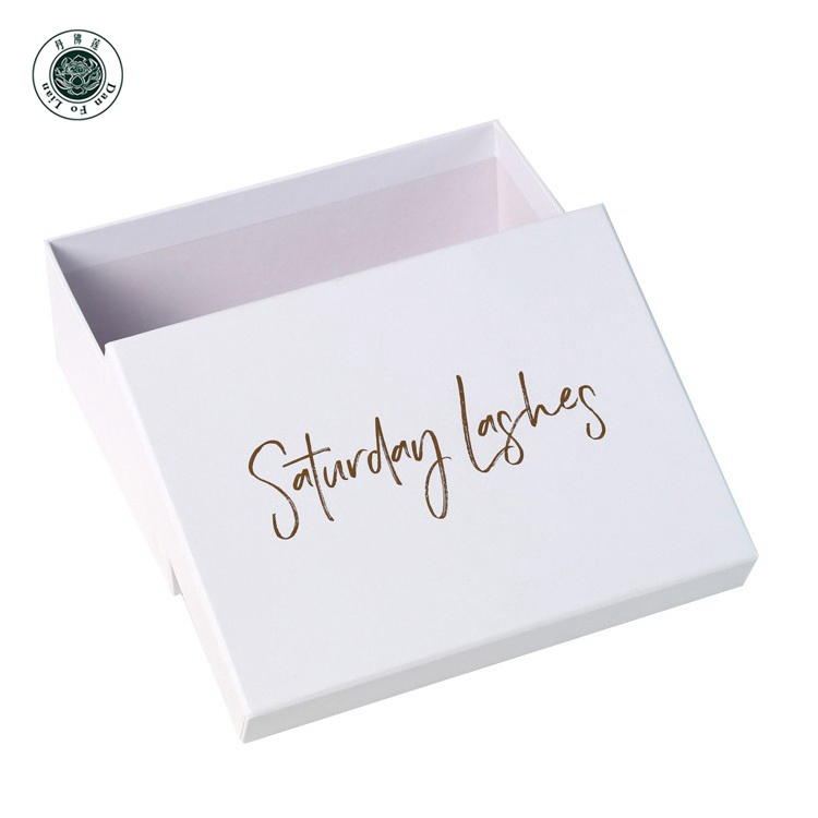 Paper boxes custom empty printed shoe box with rose gold logo hot stamping white lid and bottom shoe packaging box