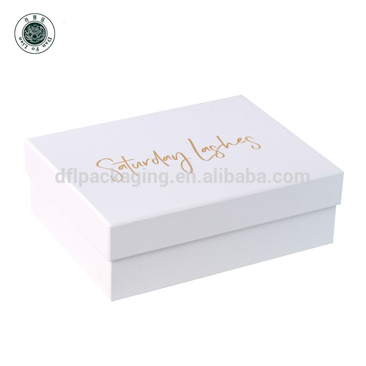 Paper boxes custom empty printed shoe box with rose gold logo hot stamping white lid and bottom shoe packaging box