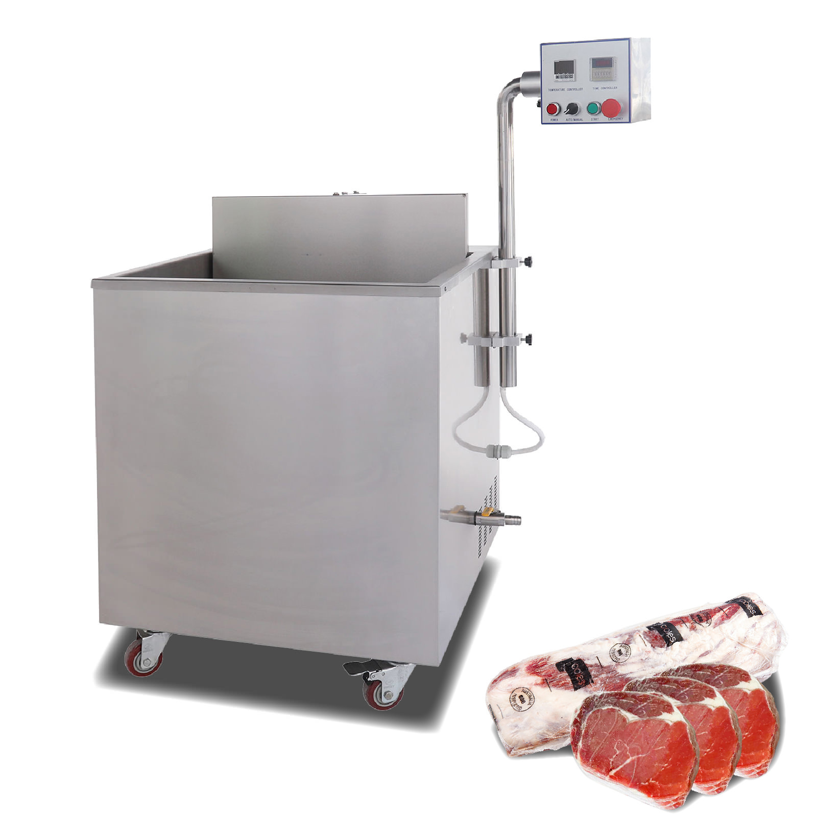 6050 Shrink Film Tunnel Wrapping Machine Hot Water Dip Tank  For Food Meat Pork Beef Chicken Wrap Vacuum Packing Machine