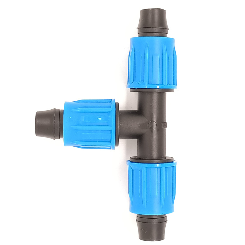 Agriculture Greenhouse Farming Drip Irrigation Pipe Accessories Irrigation Pipe Fittings Tee With Lock