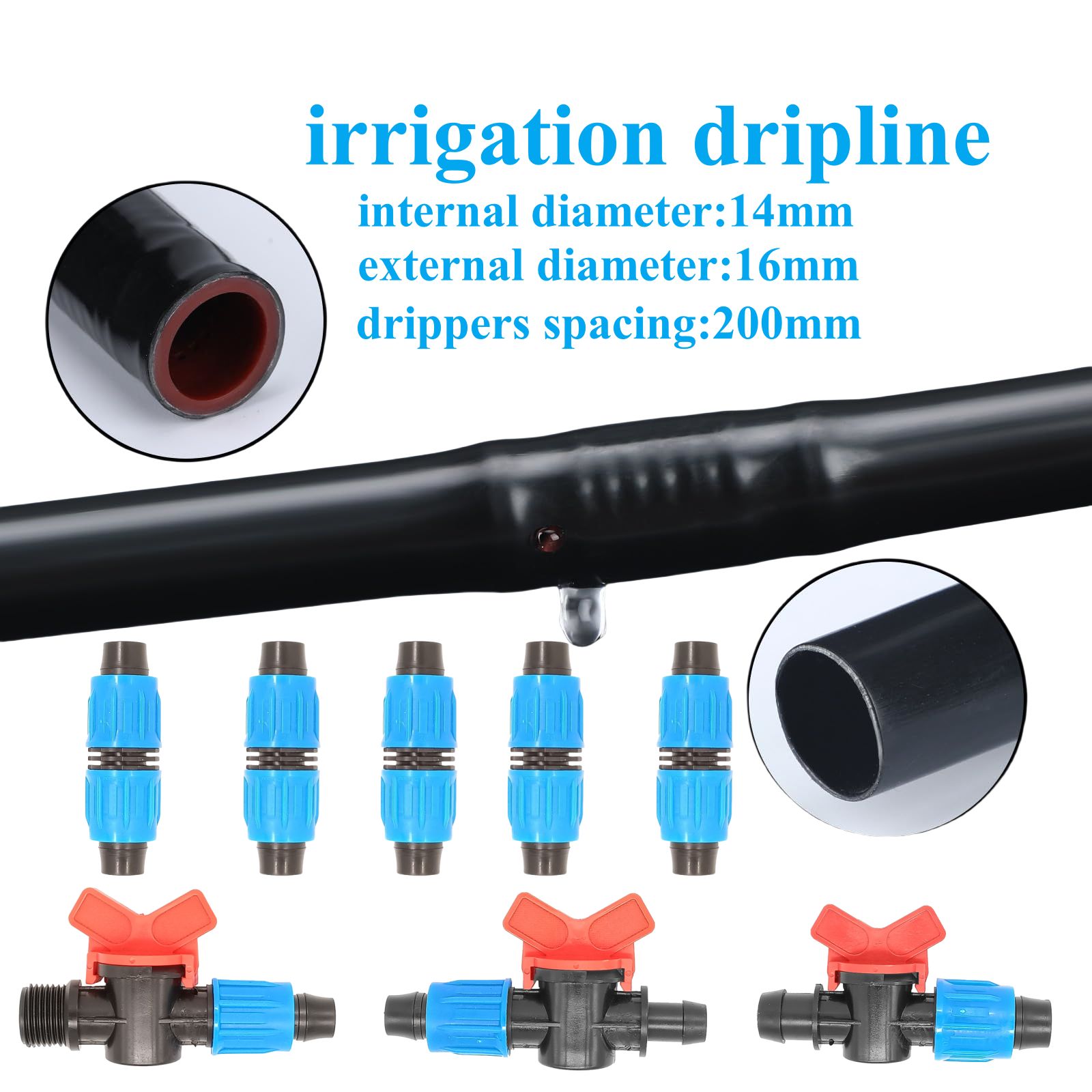 Agricultural Farm 16mm Cylindrical Drip Irrigation Pipe LDPE Drip Tube Made Of Polyethylene For Drip Irrigation System