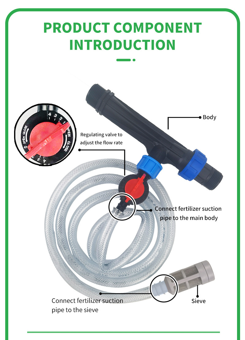 PVC Super Ventury 1/2'' Irrigation Fertilizer Regulador Venturi Injector