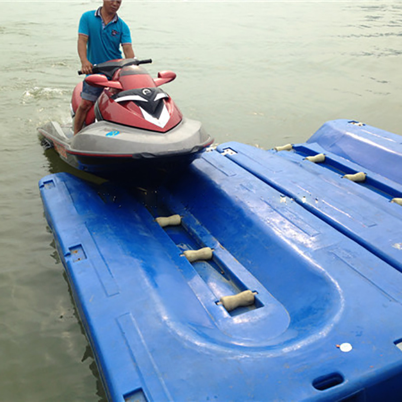 Foam Filled Motorboat Floating Dock with Wheels Used to Lift Jet Ski