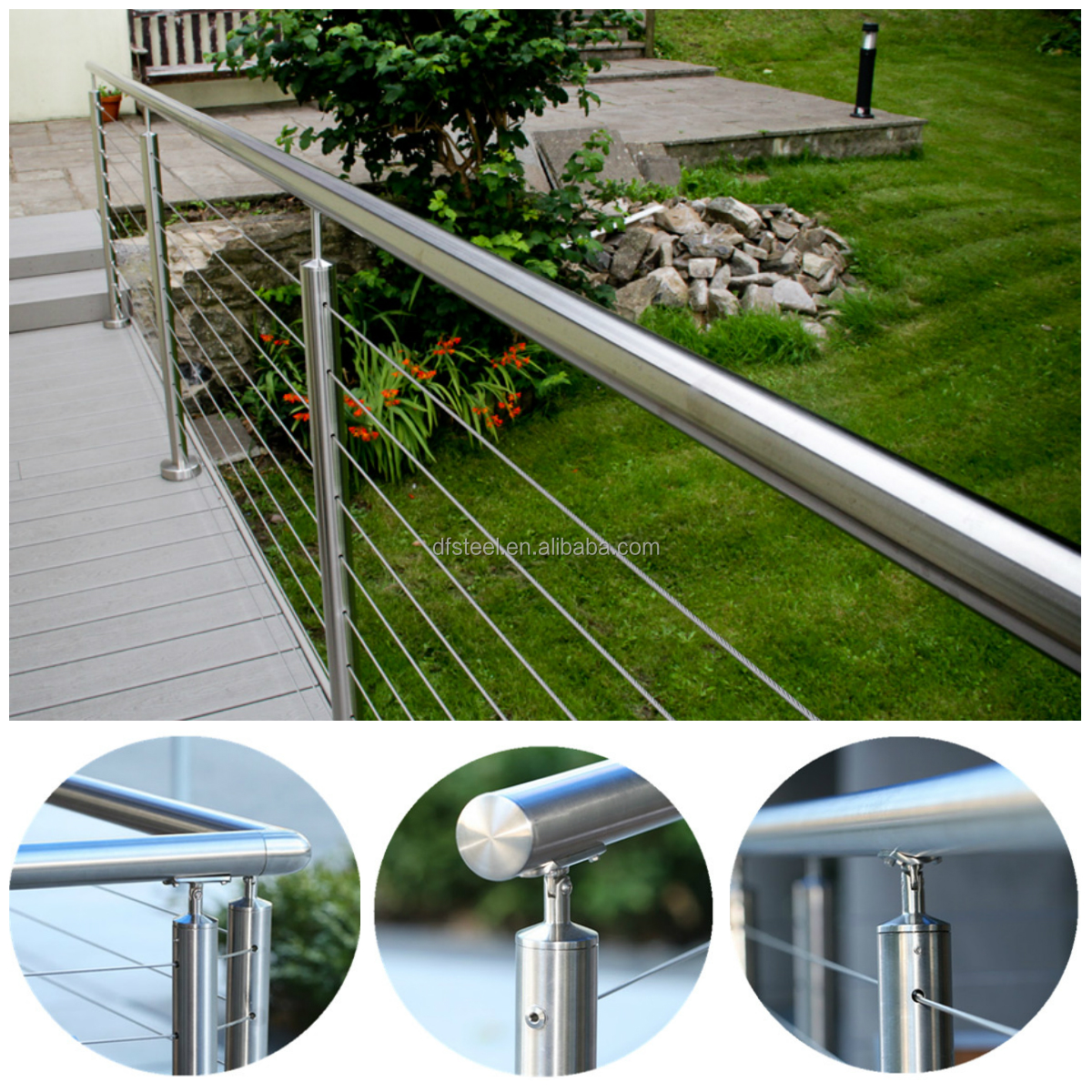 DF Cable Railing Handrail For Stairs Stainless Steel Post Outdoor balustrade  Design Stair Railing  balustrades price