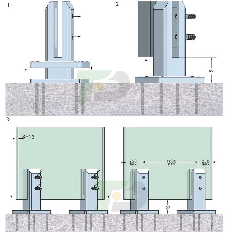 DF  Canadian Popular Side Mounted Spigots Duplex 2205 Spigot Frameless polish stainless steel  Glass  balcony Railing Spigot