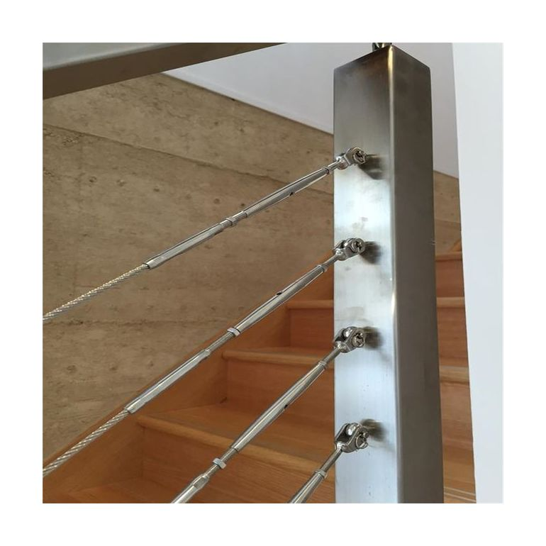 DF 3/16 inch low price Contemporary Frameless Balustrades   Round Cable railing wood posts stainless steel wire rope